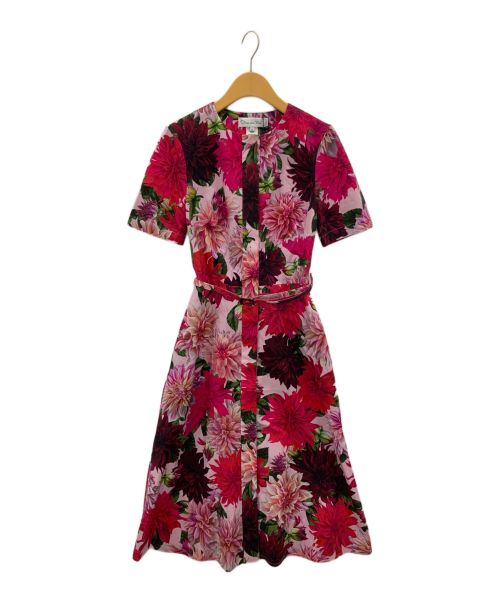 OSCAR DE LA RENTA（オスカーデラレンタ）OSCAR DE LA RENTA (オスカーデラレンタ) Dahlia Print Short Sleeve Dress ピンク サイズ:4の古着・服飾アイテム