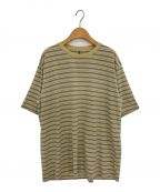 AURALEEオーラリー）の古着「HARD TWIST COTTON BORDER TEE」｜ベージュ×グリーン