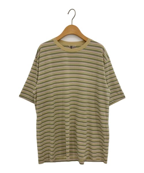 AURALEE（オーラリー）AURALEE (オーラリー) HARD TWIST COTTON BORDER TEE ベージュ×グリーン サイズ:4の古着・服飾アイテム