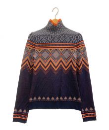 Mame Kurogouchi（マメクロゴウチ）の古着「Fair Isle High Neck Knitted Top」｜ネイビー