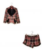 Vivienne Westwood RED LABELヴィヴィアンウエストウッドレッドレーベル）の古着「Tartan Check Love Jacket Setup（タータンチェックラブジャケットセットアップ）」｜レッド