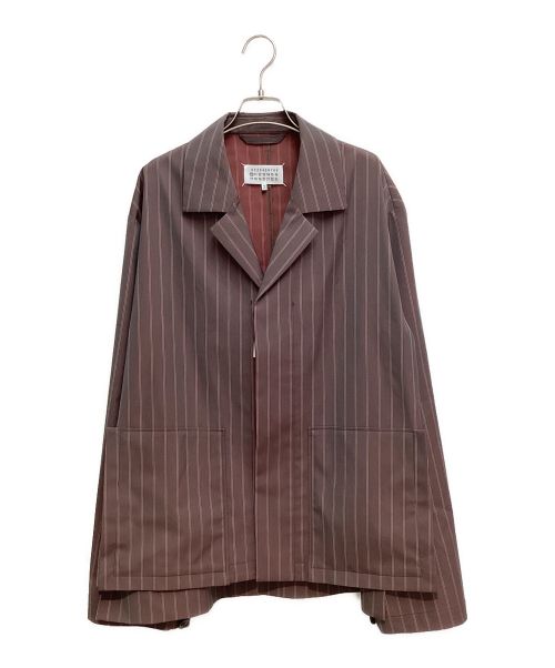 Maison Margiela（メゾンマルジェラ）Maison Margiela (メゾンマルジェラ) ルーズフィットストライプジャケット バーガンディー サイズ:48の古着・服飾アイテム