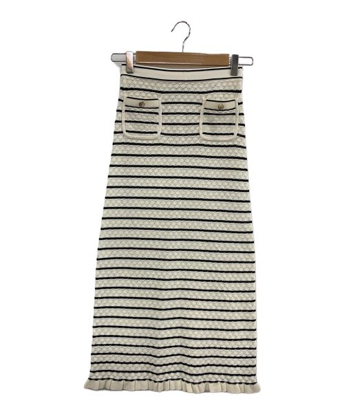 Sandro（サンドロ）Sandro (サンドロ) Striped Knit Midi Skirt ホワイト サイズ:34の古着・服飾アイテム