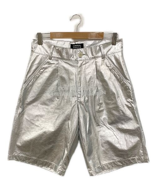 Liberal youth ministry（リベラルユースミニストリー）LIBERAL YOUTH MINISTRY (リベラルユースミニストリー) Logo-print Metallic Shorts シルバー サイズ:Sの古着・服飾アイテム