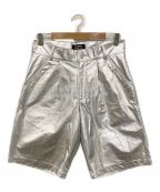 Liberal youth ministryリベラルユースミニストリー）の古着「Logo-print Metallic Shorts」｜シルバー