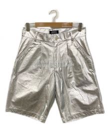 Liberal youth ministry（リベラルユースミニストリー）の古着「Logo-print Metallic Shorts」｜シルバー