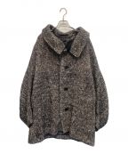 Y'sワイズ）の古着「WOOL SLUB YARN HERRINGBONE MIDDLE CAPE COAT」｜ブラック