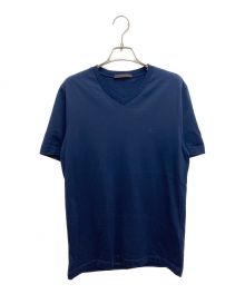 LOUIS VUITTON（ルイ ヴィトン）の古着「LVロゴVネックTシャツ」｜ネイビー