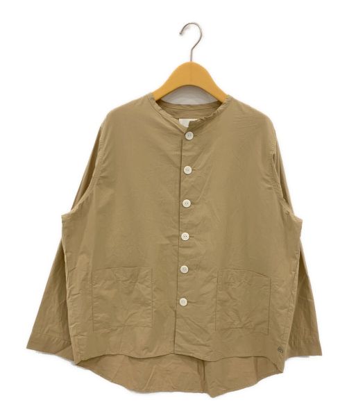 HUIS（ハウス）HUIS (ハウス) オーガニックコットンノーカラーシャツジャケット ベージュ サイズ:Fの古着・服飾アイテム