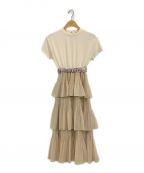 HER LIP TOハーリップトゥ）の古着「Garden Party Ruffled Midi Dress」｜ベージュ