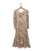 HER LIP TOハーリップトゥ）の古着「Haze Grass Back Ribbon Dress」｜ベージュ