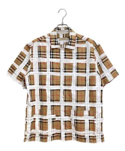 BURBERRY（バーバリー）BURBERRY (バーバリー) ペイントデザインノヴァチェックシャツ ブラウン サイズ:Lの古着・服飾アイテム