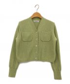 L'AUBE BLANCローブブラン）の古着「Basket Knit Cardigan」｜黄緑