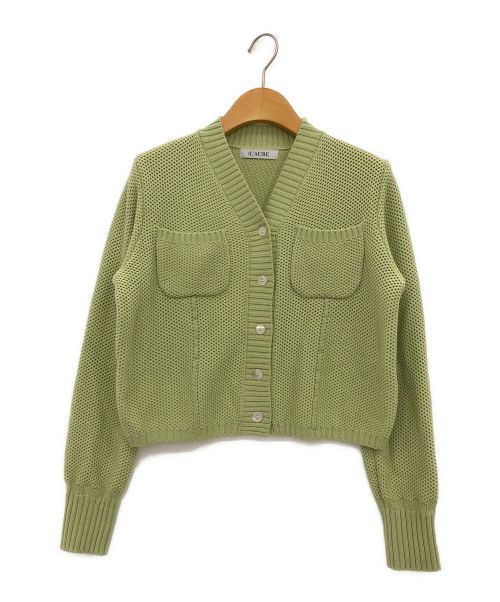 L'AUBE BLANC（ローブブラン）L'AUBE BLANC (ローブブラン) Basket Knit Cardigan 黄緑 サイズ:Fの古着・服飾アイテム