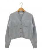 L'AUBE BLANCローブブラン）の古着「Basket Knit Cardigan」｜ブルー