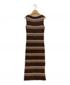 HER LIP TOハーリップトゥ）の古着「Cotton Striped Ribbed Knit Dress」｜ブラウン