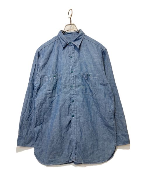 U'S NAVY（ユーエスネイビー）U'S NAVY (ユーエスネイビー) シャンブレーシャツ ブルー サイズ:16の古着・服飾アイテム