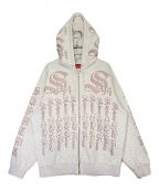 SUPREMEシュプリーム）の古着「Rhinestone Zip up Hooded Sweatshirt」｜グレー