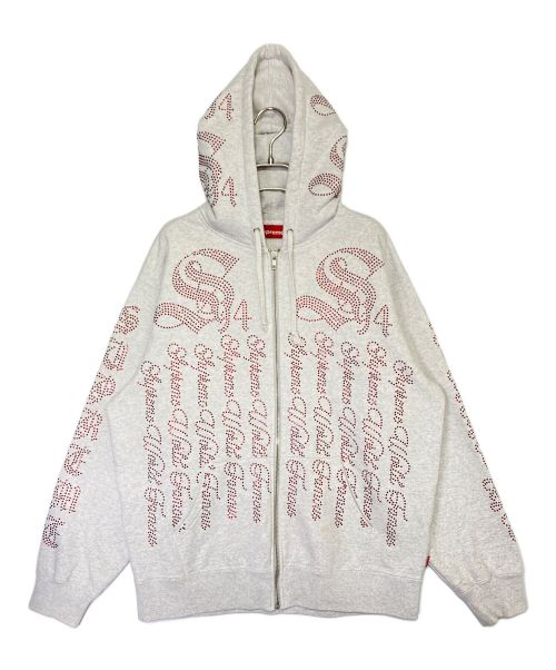 SUPREME（シュプリーム）SUPREME (シュプリーム) Rhinestone Zip up Hooded Sweatshirt グレー サイズ:Mの古着・服飾アイテム