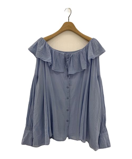 crinkle crinkle crinkle（クリンクル クリンクル クリンクル）crinkle crinkle crinkle (クリンクル クリンクル クリンクル) sheer cotton flare blouse ブルー サイズ:Fの古着・服飾アイテム