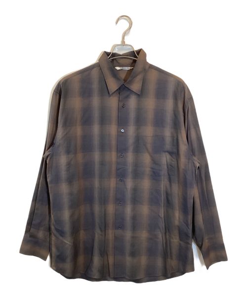 AURALEE（オーラリー）AURALEE (オーラリー) SUPER LIGHT WOOL CHECK SHIRT-BROWN BLACK CHECK ブラウン サイズ:SIZE 5の古着・服飾アイテム