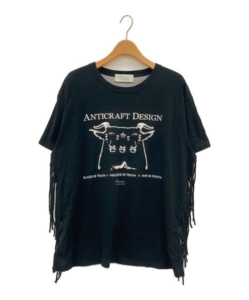 Azuma（アズマ）Azuma (アズマ) SATANISM FRINGE T-SHIRT ブラック×グレー サイズ:1の古着・服飾アイテム