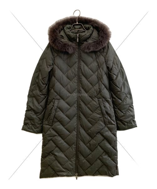 MONCLER（モンクレール）MONCLER (モンクレール) ファー付ダウンコート モスグリーンの古着・服飾アイテム