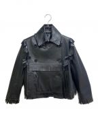 BURBERRYバーバリー）の古着「Fringe Detail Lambskin Jacket (フリンジジャケットディテールラムスキン)」｜ブラック