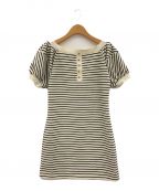 HER LIP TOハーリップトゥ）の古着「Saint-Tropez Striped Mini Dress」｜ホワイト×ブラック