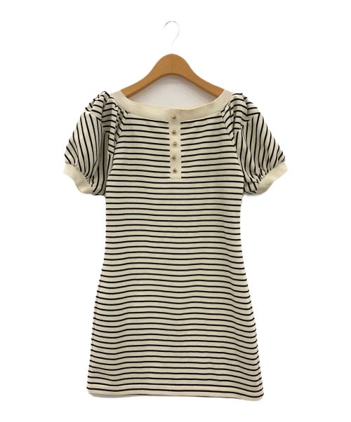 HER LIP TO（ハーリップトゥ）Her lip to (ハーリップトゥ) Saint-Tropez Striped Mini Dress ホワイト×ブラック サイズ:Sの古着・服飾アイテム