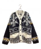 sacaiサカイ）の古着「Pattern Knit Cardigan（パターンニットカーディガン）」｜ホワイト×ブラック