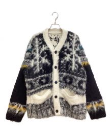 sacai（サカイ）の古着「Pattern Knit Cardigan（パターンニットカーディガン）」｜ホワイト×ブラック