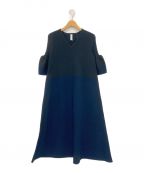 CFCLシーエフシーエル）の古着「POTTERY SHORT BELL SLEEVE FLARE DRESS」｜ブラック/ネイビー