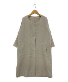 fog linen work（フォグリネンワーク）の古着「ノーカラーヘリンボーンコート」｜アイボリー