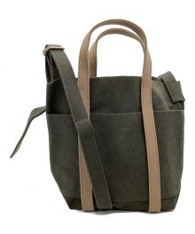 amiacalva×Pilgrim Surf+Supply（アミアカルヴァ×ピルグリム サーフサプライ）の古着「2tone Shoulder Tote S」｜カーキ×ベージュ