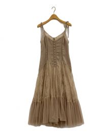 HER LIP TO（ハーリップトゥ）の古着「Lace-Trimmed Satin Cami Dress」｜ベージュ