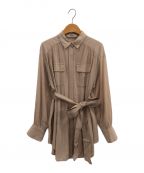 HER LIP TOハーリップトゥ）の古着「Cotton-brend Voile Sheer Shirt」｜ベージュ