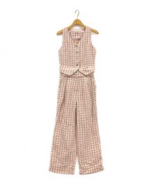 CALNAMUR（カルナムール）の古着「2WAY TWEED CHECK BEST JUMPSUIT」｜ピンク