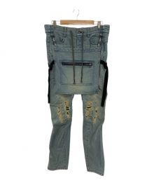 D.HYGEN（ディーハイゲン）の古着「Bum Flap Distressed Denim Drop Crotch Slim Pants 」｜インディゴ