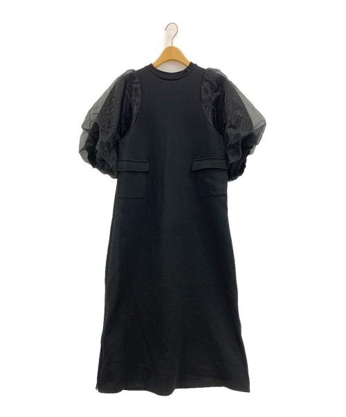 willfully（ウィルフリー）willfully (ウィルフリー) organdy gently half sleeve zip ponte OP ブラック サイズ:Freeの古着・服飾アイテム