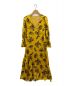 ERDEM（アーデム）の古着「EVA FLORAL PRINT V-NECK SATIN MIDI DRESS」｜イエロー