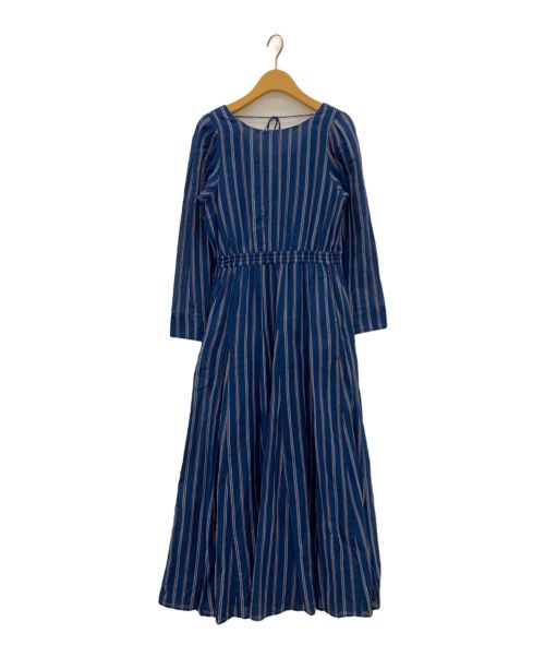 ne quittez pas（ヌキテパ）ne quittez pas (ヌキテパ) COTTON VOILE STRIPE TUCK SLEEVE DRESS ネイビー サイズ:-の古着・服飾アイテム