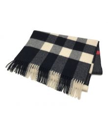 BURBERRY（バーバリー）の古着「カシミヤチェックマフラー」｜ネイビー×ホワイト