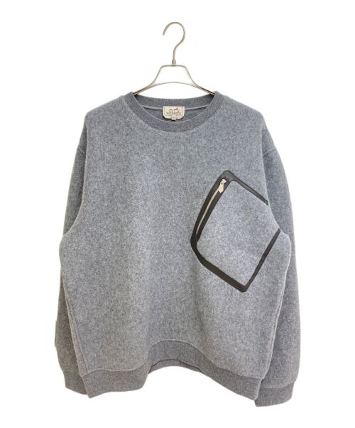 HERMES（エルメス）HERMES (エルメス) Crewneck sweater with pocket detail グレー サイズ:XXLの古着・服飾アイテム