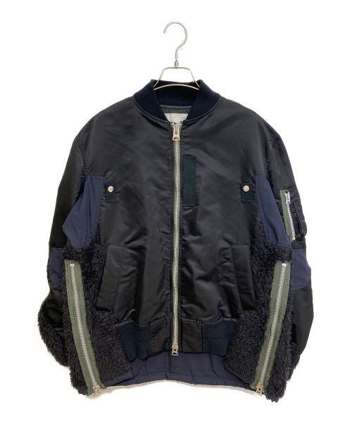 sacai（サカイ）sacai (サカイ) Nylon Twill x Faux Shearling Blouson ブラック サイズ:1の古着・服飾アイテム