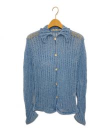 NVRFRGT（ネヴァーフォーゲット）の古着「COTTON OPEN KNIT CARDIGAN」｜スカイブルー