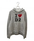 DSQUARED2ディースクエアード）の古着「I LOVE D2ロゴパーカー S75GU0275」｜ライトグレー