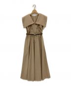 HER LIP TOハーリップトゥ）の古着「Vincennes Belted Big Collar Dress」｜ベージュ