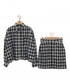 HER LIP TOハーリップトゥ）の古着「Oversized Check Shirt Set」｜ブラック×ホワイト