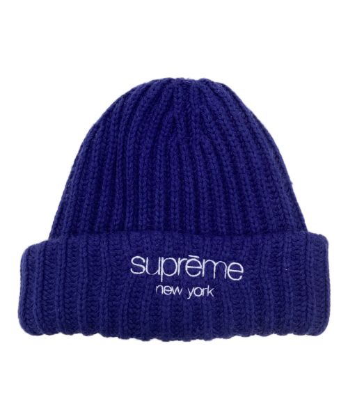 SUPREME（シュプリーム）Supreme (シュプリーム) Classic Logo Chunky Ribbed Beanie ブルーの古着・服飾アイテム